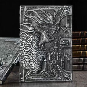 Notebook 3D Embossed Dragon Silver