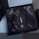 G Necktie Set Black-Grey 6cm